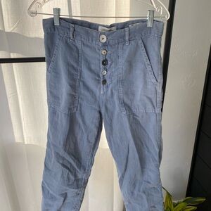 Zara woman premium denim collection mismatched buttons size 2 cotton linen pants